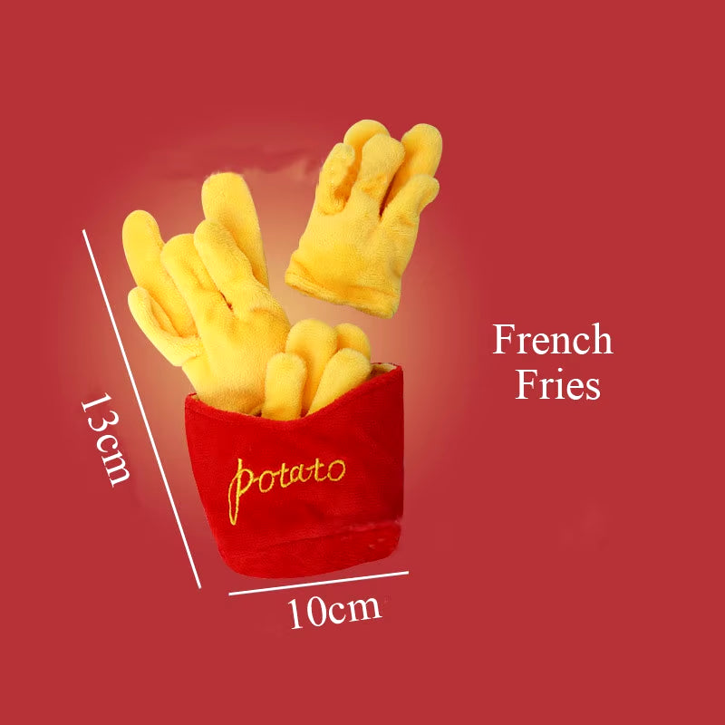 Plush Dog Toys Squeaky Dogs Accessories Pet Perros Toy Soft Squeeze Sound Teeth Chew Bite Resistant Ice Cream Fries Humburger