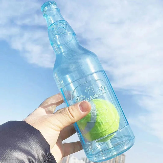 Pet Chew Toy TPR Bite-Resistance Beer Bottle with Tennis Ball Toy Puppy Teeth Grinding Dog Chewing Squeaky Interactive Toys