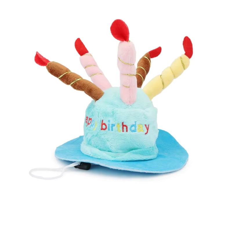 Dog Birthday Caps Hat with Cake Candles Design Birthday Party Costume Cat Headwear Pet Hat Dogs Accessories