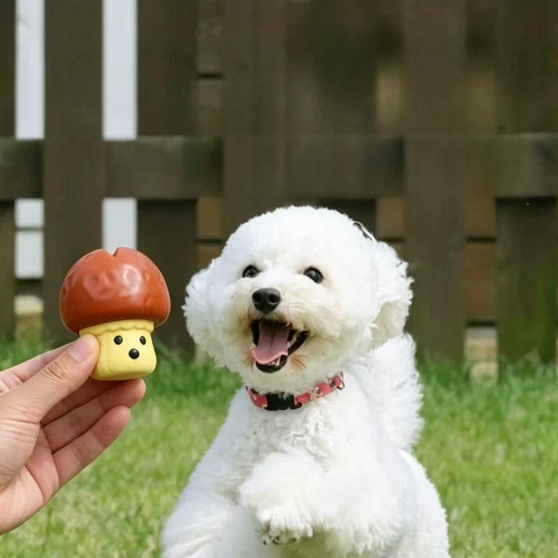 Pet Latex Toy Simulation Mushroom - Dog Chew Toy, Bite-Resistant, Squeaky, for Puppies Small Dogs, Teething Cleaning,