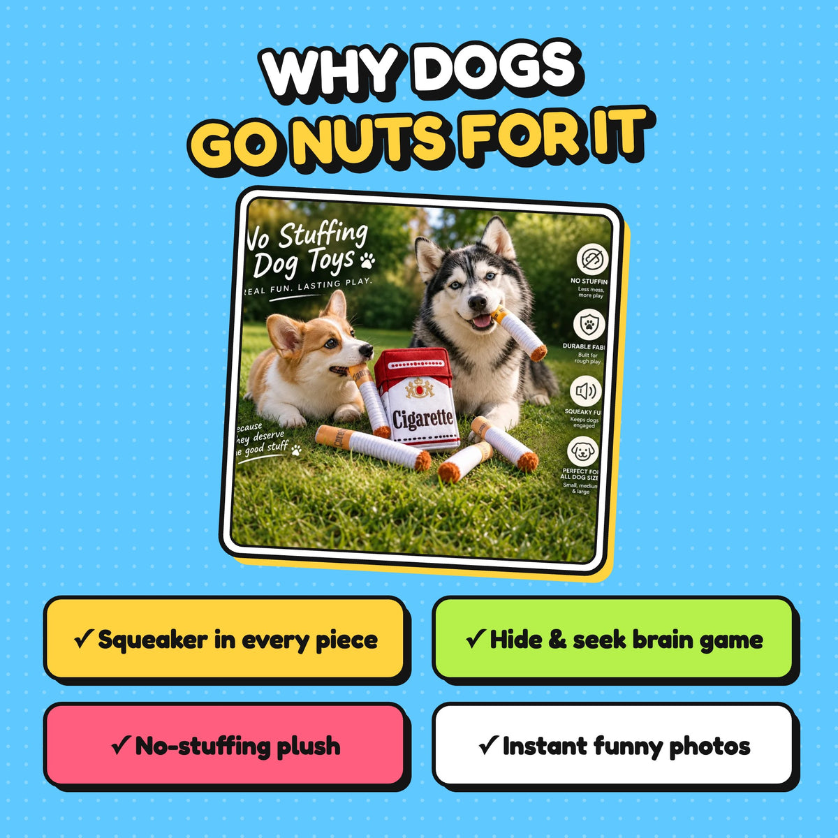 Why dogs love the cigarette pack squeaky toy