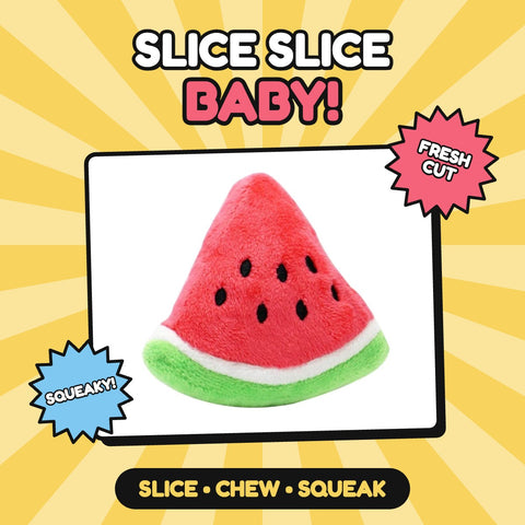 The Slice Slice Baby Watermelon plush squeaky dog toy