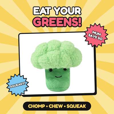 The Eat Your Greens Broccoli plush squeaky dog toy